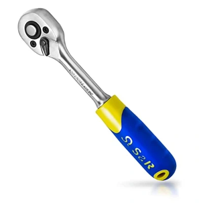 Image of S&amp;R Reversible Ratchet 1/4&quot; Wrench, 45 Teeth for Socket Wrench Insert Nuts Chrome Vanadium Steel (1/4&quot; Square Drive) Tool