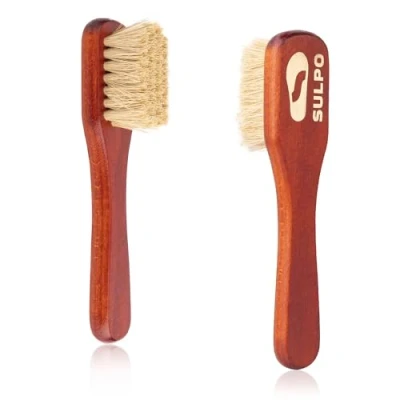 Image of SULPO Cream Brush, Crucible Shoe Soft Leather Dirt Brush for Shoes, Set of 2, Natural, Care