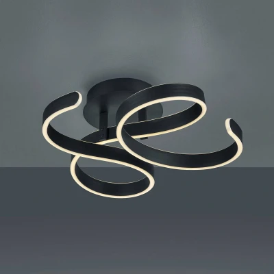 Image of Trio Leuchten Francis 671310142 LED Ceiling Light Matt Black Metal Includes 42 Watt Switch Dimmer