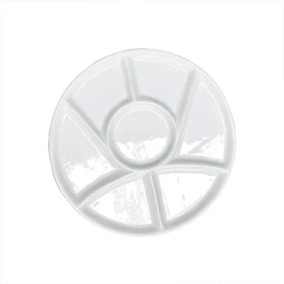 Image of Yuauy 9&quot; Diameter Flower Paint Palette Glazed Watercolor Painting Mixing Ceramic Tray 7 wells