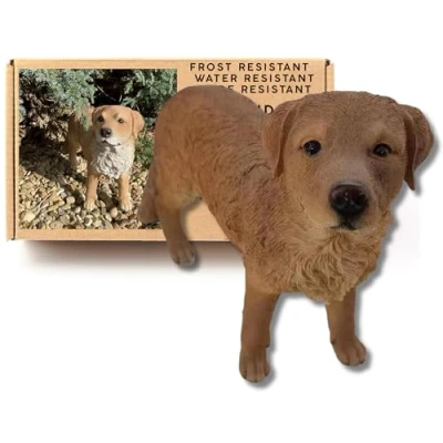 Image of G&amp;H Decor 27cm Golden Retriever Garden Statue Hand Finished Resin Dog Lawn with Intricate Detail Patio Figurine suitable for Indoor Outdoor Use Frost Resistant Puppy Ornament Sculpture