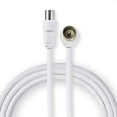Image of Ex Pro 1.5m Male to Female (Plug Socket) 90dB Straight TV Aerial Double Shielded Coaxial Cable, White
