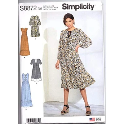 Image of SIMPLICITY Sewing Pattern S8872 Misses&#039; Pullover Dress, Paper, White, Various
