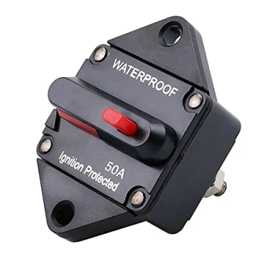 Image of RKURCK 50 Amp Circuit Breaker,12V 48V DC Waterproof with Manual Reset for Auto Truck RV Marine,Panel Mount (50A)