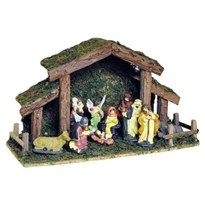Image of Marco Paul Christmas Indoor Decorations 38x22cm Traditional Nativity Scene for Living Room, House, Home Tabletop and Window hand painted Xmas Holiday Décor (Nativity Scene)