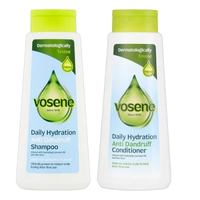 Image of Vosene Daily Hydration Anti Dandruff Shampoo and Conditioner Set, Infused with Hydrating Coconut Oil Aloe Vera, Dermatologically Tested 2 x 500ml