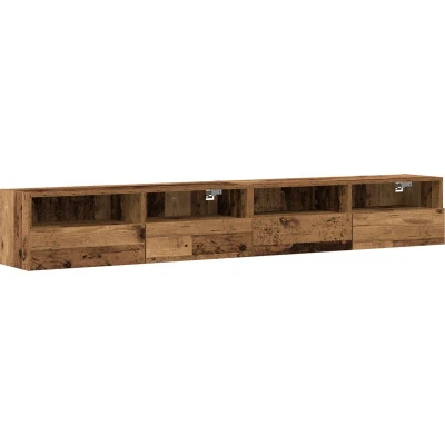 Image of vidaXL TV Wall Cabinets 2 pcs Old Wood 100x30x30 cm Engineered