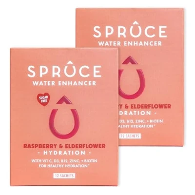 Image of Spruce Natural Water Flavouring With Vitamins Raspberry &amp; Elderflower 24 Drinks No Sugar Made Real Fruits Healthy Modern Squash Cordial