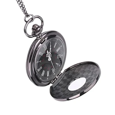 Image of Brrnoo Vintage Steel Quartz Pocket Watch,Classical Analog Alloy Watch Necklace Pendant with Chain,Classic Fob
