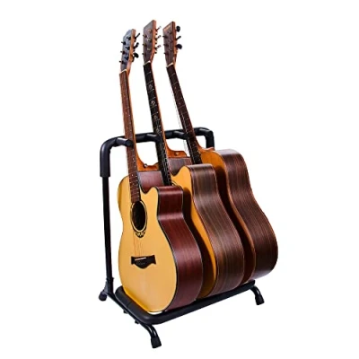 Image of Ram Guitar Stand For 3 Guitars Multiple Display Rack Folding Metal Acoustic