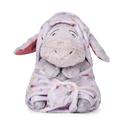 Image of Disney Store Official Baby Eeyore Soft Toy, Winnie the Pooh, 27cm / 11&quot;, Donkey Plush with Removable Blanket, Suitable from Birth, 0+