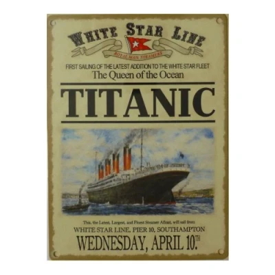 Image of Titanic date small steel sign 200mm x 150mm (og)