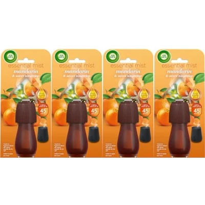 Image of Air Wick Essential Mist Refills, Mandarin &amp; Sweet Orange, Pack 4 x 20ml, Natural Oils, Last up to 180 days, freshener