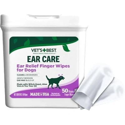 Image of Vet&#039;s Best Ear Relief Finger Wipes Cleansing for Dogs Sooths &amp; Deodorizes 50 Disposable