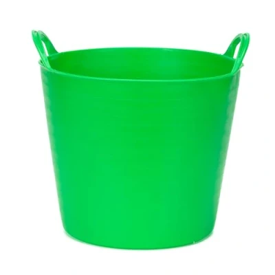 Image of Amtech Flexi Tub for Carrying Water, Soil, Bricks, Super Strong Reinforced Handles, Home DIY, Durable and Long Lasting, Heavy Duty, Cold Resistant (Green) (26L)