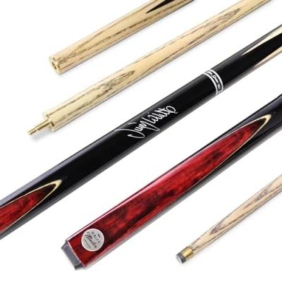 Image of BAIZE MASTER 52 Inch Jimmy White Signature CONQUEST Two Piece 2pc Ash Snooker Pool Cue with 9.5mm Layered Tip (Red)