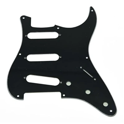 Image of KAISH 8 Hole American Vintage Style Strat SSS Pickguard ST Guitar Pick Guard Scratch Plate for Strat/Stratocaster Black 3 Ply
