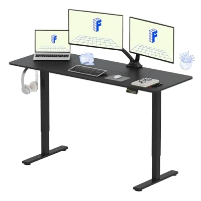 Image of FLEXISPOT Electric Standing Desk 160 x 60 cm Height Adjustable for Home Office (Black)