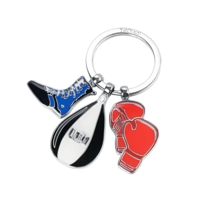 Image of Troika keyring Punching Bag BOXING Gloves and Shoe sporty gym style, metal casting, genuine enamel incl. chrome plated Original