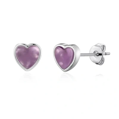 Image of Philip Jones Amethyst Heart Stud Earrings