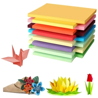 Image of Coloured Paper A4 100 Sheets Pack Assorted 70gsm Handmade Origami Pastel Cardstock for Kids, Adults, Beginners, DIY Arts and Crafts Colorful Projects (100)