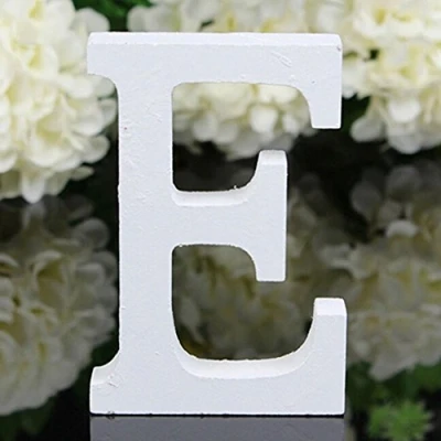 Image of Gemini_mall® Woodcraft White Wooden Alphabet Letters Wedding Party Birthday Toys Home Decorations (Letter E)