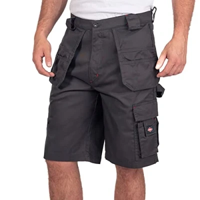 Image of Lee Cooper Workwear LCSHO810 Mens Durable Woven Flexible Comfortable Work Safety Cargo Shorts, Grey, 36W