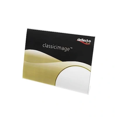 Image of Deflecto A4 Landscape Slanted Sign Holder Plastic Display Stand Menu Holders Stands For Leaflet Poster