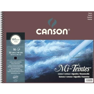 Image of CANSON Mi Teintes Coloured Drawing 160gsm 32x41cm Paper Pad, Double Sided: Honeycomb &amp; Fine Grain, Pad Glued Short Side, Black, 20 Sheets, Ideal for Professional Artists Illustrators