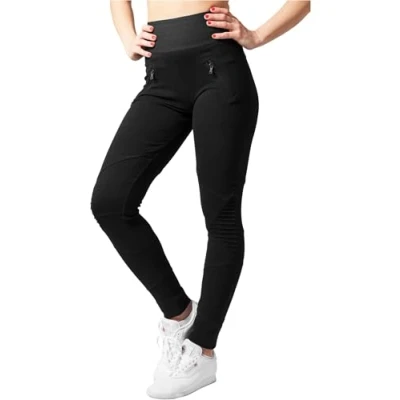 Image of Urban Classics Ladies Interlock HIGH Waist Leggings Trousers, Women&#039;s, Size: Large, Black