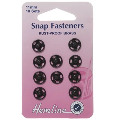 Image of Sew On Snap Fasteners 11mm Black