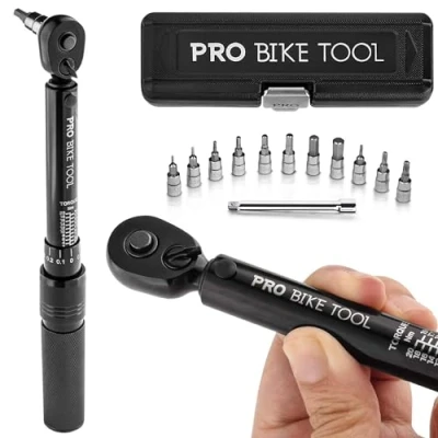 Image of PRO Bike TOOL 1/4 Inch Drive Click Torque Wrench Set 2 to 20 Nm Bicycle Maintenance Kit for Road &amp; Mountain Bikes Includes Allen Torx Sockets, Extension Bar Storage Box
