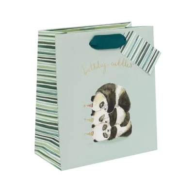 Image of Glick Medium Gift Bag, Panda Cuddles, 225 x 200 100 mm, Luxury Recyclable Bag for Birthdays &amp; Celebrations
