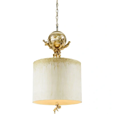 Image of Trellis 1 Light Ceiling Pendant Putty, Silver Leaf, E27
