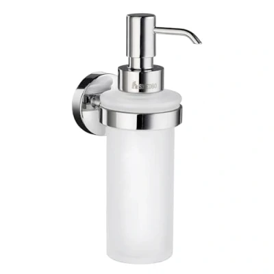 Image of Smedbo HK369 Home Holder with Glass Soap Dispenser Polished Chrome,6.2 x 9.5 23.5 cm, Silver