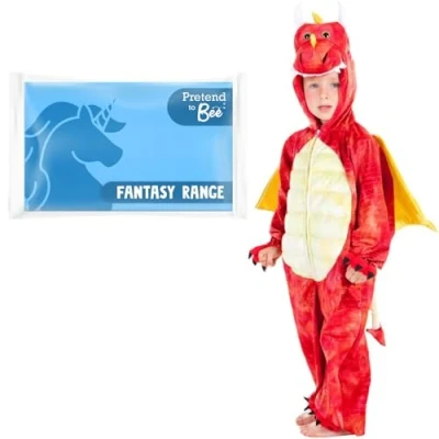 Image of PRETEND TO BEE Red Dragon Onesie Fancy Dress Costume for Kids, 3 5 Years