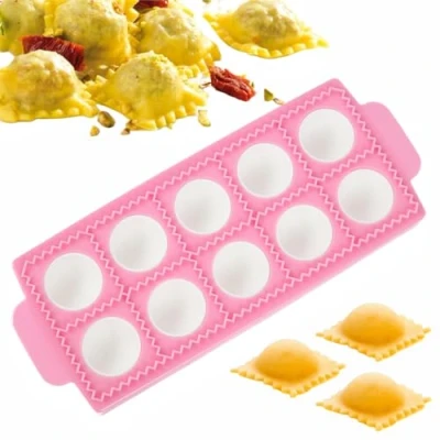 Image of Kovcfon Mould for Round Ravioli Italian Trays Mold Stamp Maker Cutter Pasta Dumpling