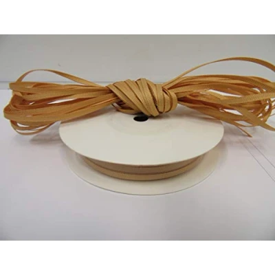Image of 1 roll of 3mm x 50 metres Grosgrain Ribbed Ribbon Yellow Gold Double Sided 3 mm