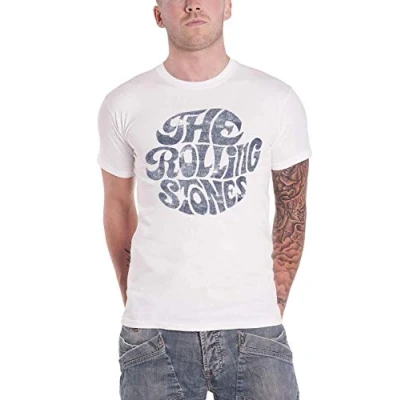 Image of Men&#039;s The Rolling Stones Vintage 70&#039;s Logo White T Shirt: Medium