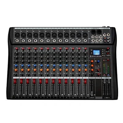 Image of Depusheng DA12 DJ Sound Controller Interface USB Drive for Computer Recording 12 Channel Studio Audio Mixer XLR Microphone Jack 48V Power RCA Input Output Professional and Beginners