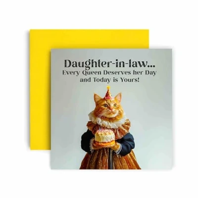 Image of Huxters Funny Daughter In Law Happy Birthday Card Every Queen Cat Deserves Her Day Gift for 14.8cm (Daughter Law)