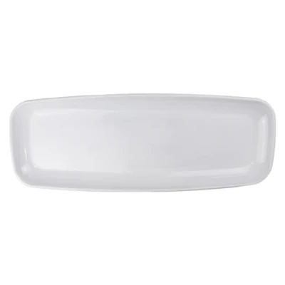 Image of Gem Imports Reusable White Plastic Rectangular Serving Platters Pack of 2, PAR6033OBGIMP