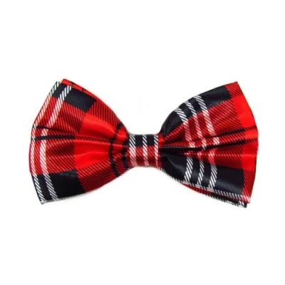 Image of BB Accessories Satin Bow Tie Tartan Red