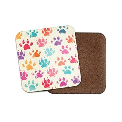 Image of 1 x Funky Paw Prints Drinks Coaster Animal Dog Cat Kitten Cute Girls #8479