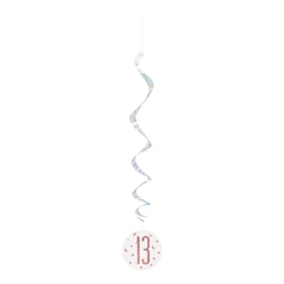 Image of Unique 84928 Number Hanging Swirl Decorations 32 Glittery Rosegold 6 Pcs, Rose Gold, Age 13