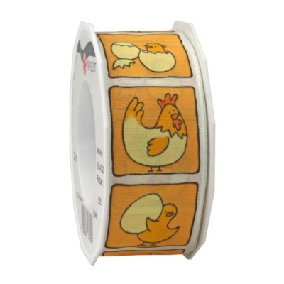Image of C.E. Pattberg Präsent Huhn Wired Ribbon Orange 40 mm width, 20 m length
