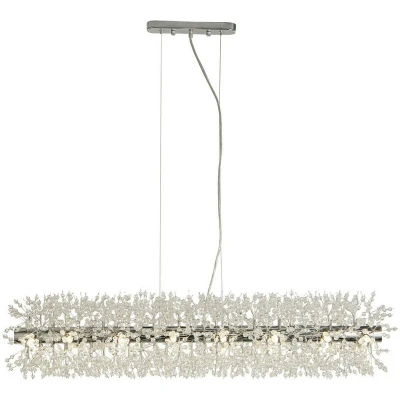 Image of Sunburst 16 Light Bar Pendant Chrome, Glass Beads