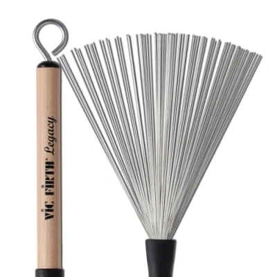 Image of Vic FIrth Legacy Drum Brushes Retractable Medium Gauge Wire Wood Handle
