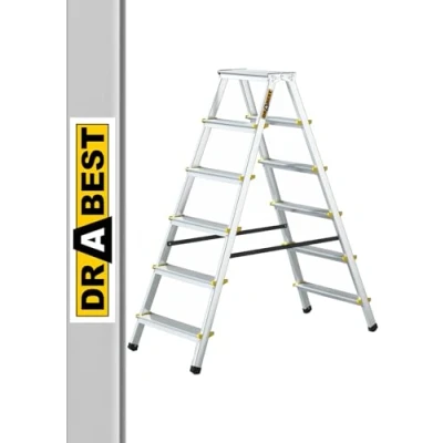 Image of DRABEST Folding Step Ladder with 6 Steps on Both Sides up to 150 kg Load Capacity TÜV Certified Household
