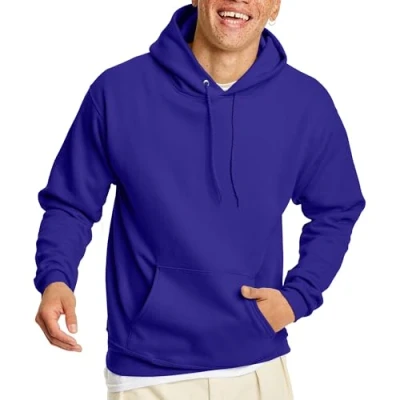 Image of Hanes Men&#039;s EcoSmart Hoodie, Midweight Fleece, Pullover Hooded Sweatshirt, Purple, XXL